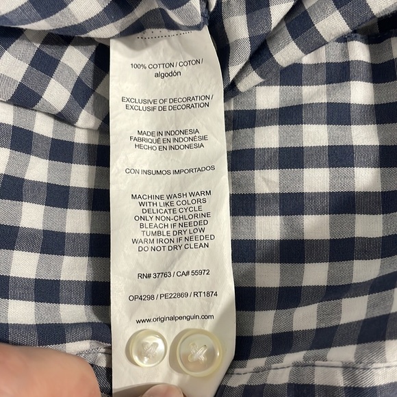 Original Penguin Heritage Slim Fit Checkered Button Down - Picture 5 of 6